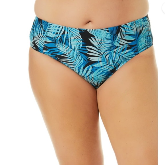 Time and Tru Womens 2pc Blue Palm Leaf Print Bikini Set Size XL-1X 16/18 - Picture 5 of 12